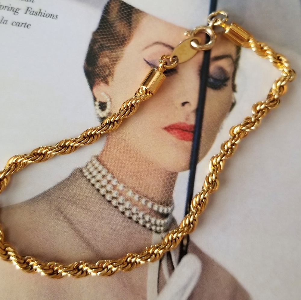 ❗Vintage 1950s Gold Twist Rope Chain Bracelet❗